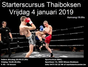 Nieuwe cursus Thaiboksen starters op 4 jan.19