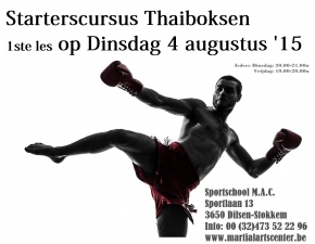 Nieuwe cursus thaiboksen start op dinsdag 4 augustus 2015 