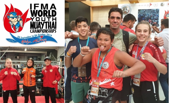 Angelo,Jennifer en Jaynee wereldkampioenschappen muay thai jeugd 28 sept tot 7 okt in Antalya (T)