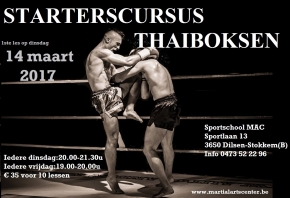 Beginnerscursus thaiboksen start op dinsdag 14 maart 2017