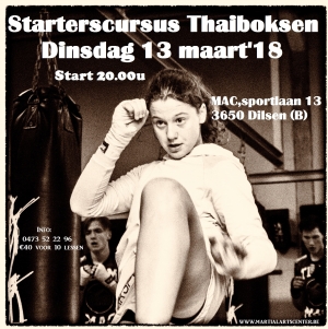 Nieuwe starters thaiboksen op dinsdag 13 maart 18