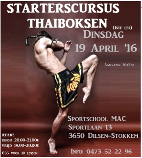 Starterscursus thaiboksen op 19 april in het MAC
